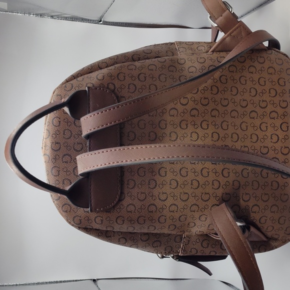 Guess backpack lighter brown with darker brown g\'s lots of space inside main image 6